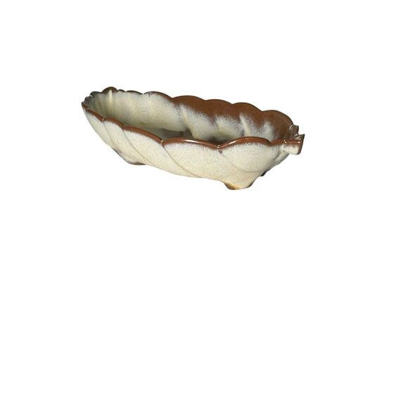 Vintage Frankoma Pottery Leaf Dish 226 Tray Cinnamon Brown - Picture 3 of 12